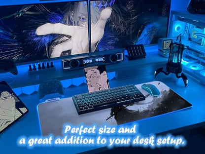 JMIYAV White RGB Gaming Mouse Pad 31.5x12 Inch PC XL Large Extended Glowing Led Light Up Desk Pad Non-Slip Rubber Base Computer Cute Mousepad Mat Desk Accessories Gaming Setup Dark