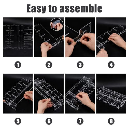 DICOSMETIC 2-Tier 8-Grid Acrylic Card Tray Organizer Clear Card Sorting Tray Holder Game Piece Holder Accessories for Catan Settlers Board Game and All Other Cards Games