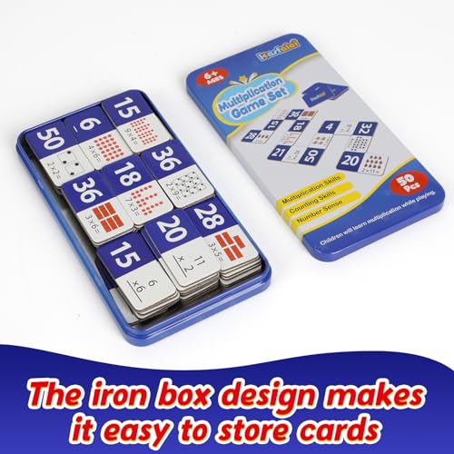 Kasfalci Multiplication Dominoes Set,Math Manipulatives Games for Kids,Counting Toy,Learning Games,Preschool Learning Activities,Homeschool Supplies,Kindergarten Classroom Must Haves,1st 2nd 3rd Grade - style: Multiplication