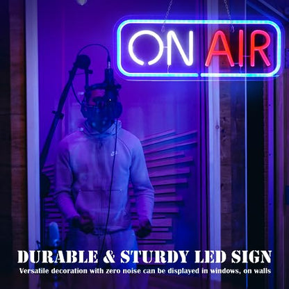 ON AIR Neon Sign Lights - Live Recording Studio LED Light Streaming Broadcast Sign USB Powered - Bar Pub Club Wall Decor Christmas Party Lights - style: ON AIR