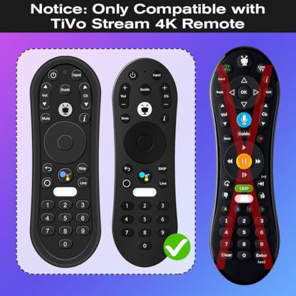 Silicone Case for TiVo Stream 4K Remote, Anti-Slip Shockproof Protective Cover for TiVo Stream Remote Controller Sleeve Protector Skin (Black) - color: Black