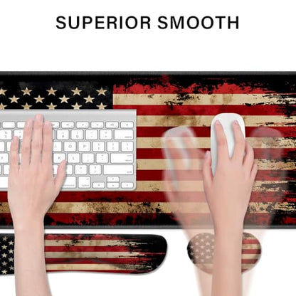 Desk Pad and Keyboard Wrist Rest, Large Mouse Pad + Keyboard Pad+Mouse Wrist Support, Non-Slip Desk Mat Protector for Office, Home 31.5×11.8 Inches National Flag - color: National Flag