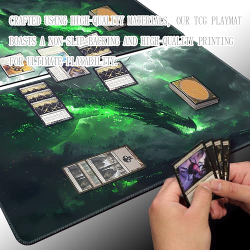 Premium Board Game 24x14in TCG Playmat Compatible for OCG CCG RPG MTG Play Mats,Mousepad Desk Mat (040322-Green Dragon) - color: 040322-green Dragon