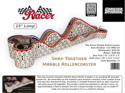 Coasterdynamix 3-D Snap-Together 대리석 롤러코스터 나무 모델 키트 - 성인 및 아동용 대리석 롤링 빌딩 퍼즐 키트, 직소 조립 프로젝트를 위한 장난감 퍼즐 및 미니 공예 장식 모델