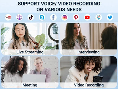 Wireless Lavalier Microphone for iPhone USB C Lav Mic for iPhone 17 16 Android Phone Microphone Video Recording TikTok Vlog Noise Canceling Clip On Microphones (Black, M6-2 in 1)