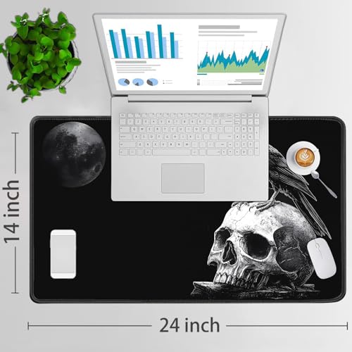 for MTG Game Playmat - 24 x 14 inches with Dices and Storage Bags, Non-Slip Base for TCG and Board Game Card Mats, Trading Card Games Mat, Crows and Skeletons, Black Pattern Collectible Card Playmats - color: Jv-playmat-p7-1-h221