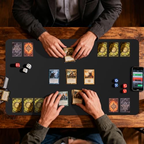 6 Pcs Black Card Gaming Mat 14x24 Inch, Playmat Table Smooth Playing Card Mat,Versatile Card Game mat and Desk pad for Home Office Use - color: 6 Pcs Black Gaming Mat