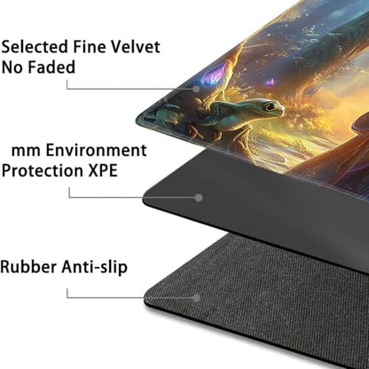 for MTG Game Playmat - 24 x 14 inches with Dices and Storage Bags, Non-Slip Base for TCG and Board Game Card Mats, Trading Card Games Mat, Frog Wizard Pattern Collectible Card Playmats - color: Jv-playmat-p7-1-d106