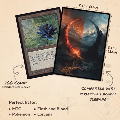 Black Red - MTG Card Sleeves, 104ct, Standard Size, Smooth | Perfect for Double Sleeving, Smudge Resistant Matte Back, Standard 66x92mm - Compatible with Magic The Gathering & TCG Cards - color: Black Red