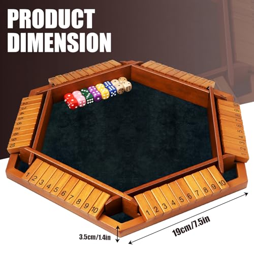 Toidgy 1-6 Players Shut The Box Dice Games, Wooden Board Table Math Game with 16 Dice and Instructions, Classics Close The Box Board Game for Adults Kids, Family Classroom Home or Bar