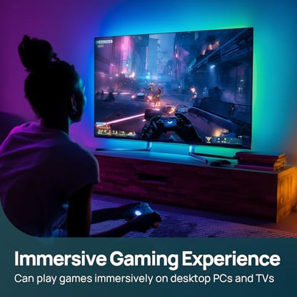 Linkind AI Sync TV Backlight Kit, HDMI 2.0 LED Strip with Decor Lighting for Home, Sync to Movie/Game/Music, 4K@60Hz for 27-90 inch TVs, Compatible with Alexa and Google Assistant