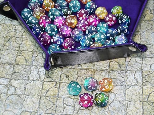 SmartDealsPro 50-Pack D6 D12 D20 6 12 20 Sided Dice Polyhedral Dice with Pouch for DND RPG MTG Table Game (D20, Sparkly Glitter) - color: Sparkly Glitter, style: D20