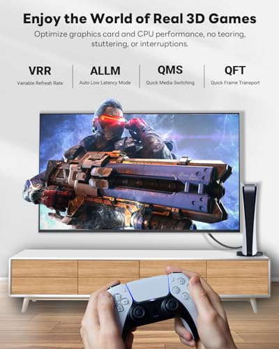 8K 10K HDMI Cable - 6.6ft 10ft 15ft 20ft 25ft 30ft 35ft 50 ft, HDMI 2.1 Cable Certified, 48Gbps Ultra High Speed Braided Cord, 4K@120Hz 8K@60Hz Compatible with Monitor/TV/PS5 (6.6 Feet) - size: 6.6 feet