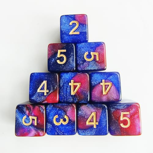 10 Pieces Polyhedral D6 Dice Set, 6 Sided Dice 16mm Square Edge Dice for RPG MTG DND Table Games (Red Blue) - color: Red Blue