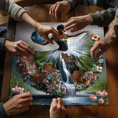 Impossible Puzzle for Adults 1000 Pieces,Fantasy Landscape Dancing Lady Flower Puzzle Aesthetic Art, Floral Elegant Women Abstract Chalenge Jigsaw Puzzle - style: Earth Dance Puzzle