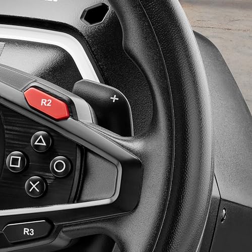 Thrustmaster T128 P Force Feedback Racing Wheel & Pedal Set - PS5 & PC | Magnetic paddle shifters, 900-degree rotation, hybrid drive, quick-attach desk clamp, for sim driving, farming & truck games - style: T128 Playstation | PC