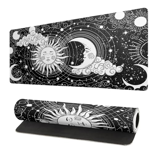 Magic Astrology Extended Big Mouse Pad Large, Gaming Mouse Pad Desk Pad,31.5x11.8 Inch Long Computer Keyboard Mouse Mat Black Mousepad with 3mm Non-Slip Base and Stitched Edge for Gaming and Office - color: Magic Astrology
