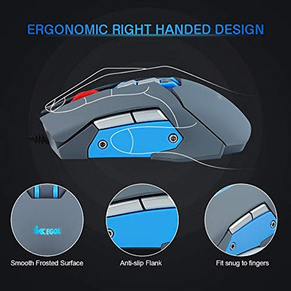 iKKEGOL USB Gaming Mouse with Mouse Pad, 9 Programmable Buttons,with Speaker, Microphone,Temperature and Humidity Display, 16G U Flash Drive RGB Breathing Light Wired Computer Mouse PC Gaming Mice