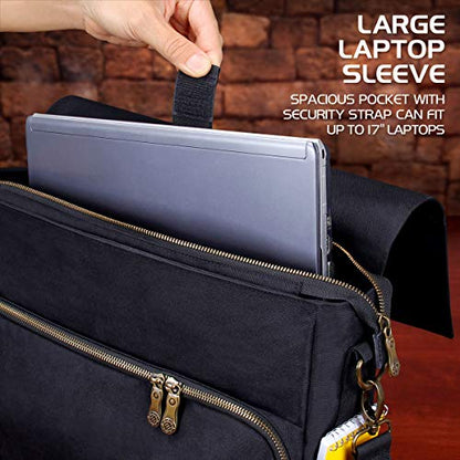ENHANCE Tabletop RPG Player's Essentials DND Bag - Dungeons and Dragons Messenger Bag Fits Player's Handbook, Binders, Dice & Accessories with 17 inch Laptop Compartment and Battlemap Carrying Straps - color: Player's Bag