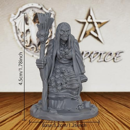 AUSPDICE Witch Miniature 32mm, Unpainted DND Fantasy Figure AS258 | Dark Fantasy Hag for Dungeons and Dragons, TTRPG Campaigns, Tabletop RPGs, Fantasy Wargames and Miniature Painting