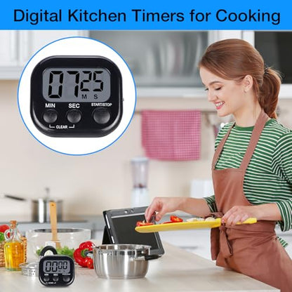 Leumoi 24 Pack Multi-Function Digital Timers with Magnetic Back, Large LCD Display, Loud Alarm, Count up & Countdown, Memory Function for Cooking, Classroom, Study, Exercise & Work(Black) - color: Black