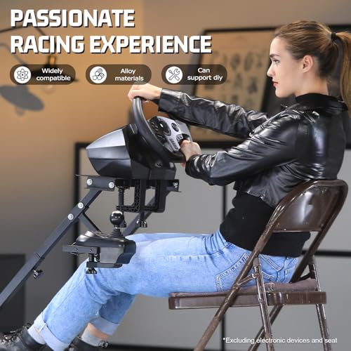Marada stand - Multiple Adjustable - Easy to Fold - Carbon steel - Fit for Logitech G25 G27 G29 Steering Wheel, Black