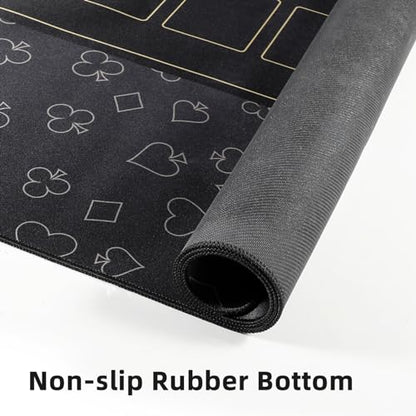 GUTSHOT Foldable Casino Quality Poker Mat | Water Resistant Poker Table Cloth, Soft Multi-Spandex | Waterproof, Noise-Free Gameplay | Includes Carrying Bag and 2 Gift Poker Card Packs - color: Black 47 X 27 Inch