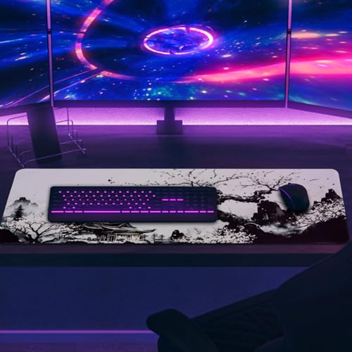 Mouse Pad Gaming Mousepad, 31.5 x 11.8in Large Desk Mat Keyboard Pads Extend Long XL Mouse Mat with Non-Slip Base Desk Accessories for Home Office Keyboard Mouse (Cherry Blossom) - color: Cherry Blossom