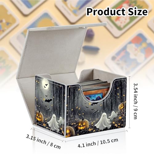 Stylish MTG Deck Box for 110+ Cards, Magnetic Commander Deck Case with Bonus Game Card Pouch, Durable Storage for TCG and Sleeved Magic Cards, Pumpkins Bats - color: Pumpkins Bats