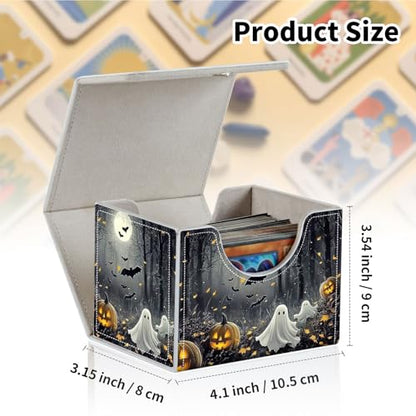 Stylish MTG Deck Box for 110+ Cards, Magnetic Commander Deck Case with Bonus Game Card Pouch, Durable Storage for TCG and Sleeved Magic Cards, Pumpkins Bats - color: Pumpkins Bats
