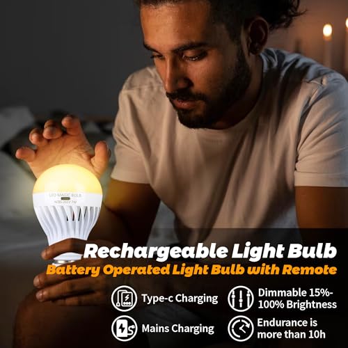 BSOD AC 85-265V 7W LED Magic Bulb with Remote Controller Warm White Emergency Light with Rechargeable Built-in Battery E27 Lamp for Home Indoor Lighting (USB Warm 2 Pack) - color: Usb Warm 2 Pack