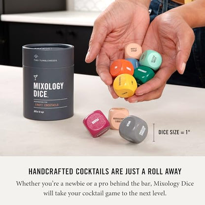 Two Tumbleweeds Mixology Dice - Set of 9 Dice to Inspire Craft Cocktails & Mocktails with Recipe Booklet - Unique Gift for Kitchen or Bar