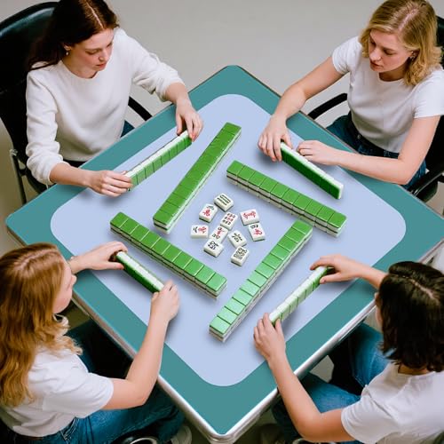 32.5 Inch Mahjong Mat for Table, 3MM Non-Slip & Noise Reduction Gaming Mat with Drawstring Bag, Perfect for Poker, Board Games, Card Games, Tile Games, and Dominoes (Dark Cyan-Pale Blue) - color: Dark Cyan-pale Blue