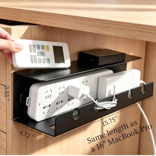 Ovanmexis Under Desk Cable Management Tray, White, 2-Pack | Quick-Release Mount, Snap-On Tool-Free, Includes Magnetic Cable Clips & Straps, No Drill Hidden Base - color: White