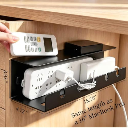 Ovanmexis Under Desk Cable Management Tray, White, 2-Pack | Quick-Release Mount, Snap-On Tool-Free, Includes Magnetic Cable Clips & Straps, No Drill Hidden Base - color: White