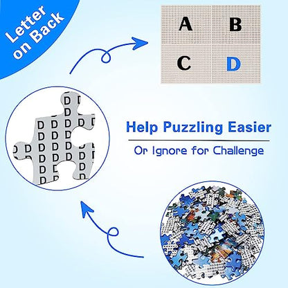 Puzzles for Adults 1000 Pieces Jigsaw, Pencils Letter on Back Fit Well Dust-Free Unique Shape Full Size Poster 27.5"x19.6" - color: Pencils