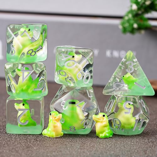 Crocodile Resin Dice Set,Polyhedral Dice Animal Inclusion Dice,RPG D&D Dice Set for Dungeons and Dragons MTG RPG Role Playing Games - color: Crocodile