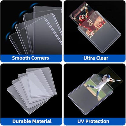 1000 Pack Card Sleeves Hard Plastic, Arjiekwei 3"X 4" Baseball Cards Protectors Plastic, Premium Card Holder for Trading Sports Baseball Football Game Cards (500 Hard + 500 Soft) - size: 500 Hard Sleeves + 500 Soft Sleeves