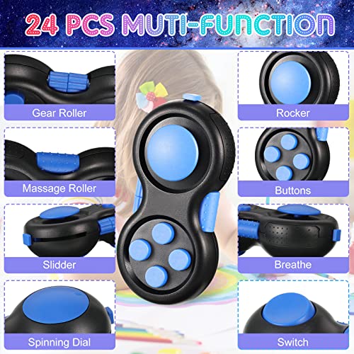 Woanger 24 Pcs Pad Classic Retro Controller Game Pad Controller Handheld Sensory Educational Toy for Relieving Stress ADHD ADD OCD Autism Anxiety(Solid Style)