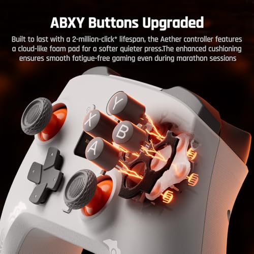 BIGBIG WON Wireless Gaming Controller with LCD Display – Hall Effect Joystick & Triggers, 1000Hz Polling Rate, PC/Switch/Android/iOS Compatible, Dual Back Buttons, Turbo, HD Rumble, Wired/Bluetooth/2.4G AETHER Wireless Gamepad - color: 1.Aether