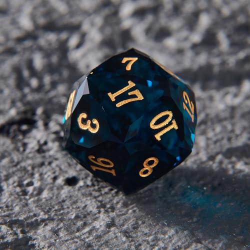 Prism Gemstone DND Dice Set,7 Pcs Handmade Crystal Glass GemDice, Polyhedral MultiFaceted Diamond-Cut Glass D&D Gem Dice for RPG Game,D&D Accessories with Gift Box - color: Pm-dark Green