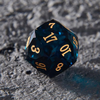 Prism Gemstone DND Dice Set,7 Pcs Handmade Crystal Glass GemDice, Polyhedral MultiFaceted Diamond-Cut Glass D&D Gem Dice for RPG Game,D&D Accessories with Gift Box - color: Pm-dark Green