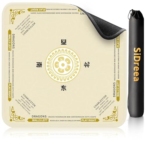 Mahjong Mat 32.4” x 32.4”, 3mm Thick Non-Slip Rubber Back Mahjong Table Mat, Noise Reduction Waterproof Mahjong Game Mat for Table, Mahjong Tile Mat for Cards, Dominoes & Board Games - color: Champ