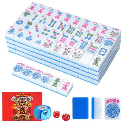 1.2-inch Premium American Mahjong Tile Set. Made of Durable and Sturdy Melamine. Perfect for Multiplayer Games, on-the-go Gaming, and Playing with Family and Friends. (Blue) - color: Blue