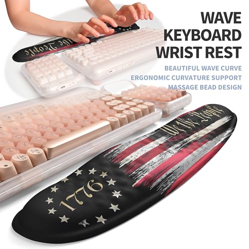 2-in-1 Ergonomic Set, Wave Keyboard Wrist Rest and Massage Slope Mouse Pad Wrist Support, Rebound Memory Foam for Relieve Carpal Tunnel Syndrome and Wrist Pain (Flag) - color: Flag