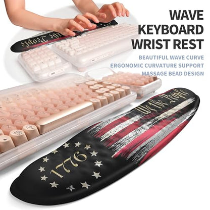 2-in-1 Ergonomic Set, Wave Keyboard Wrist Rest and Massage Slope Mouse Pad Wrist Support, Rebound Memory Foam for Relieve Carpal Tunnel Syndrome and Wrist Pain (Flag) - color: Flag