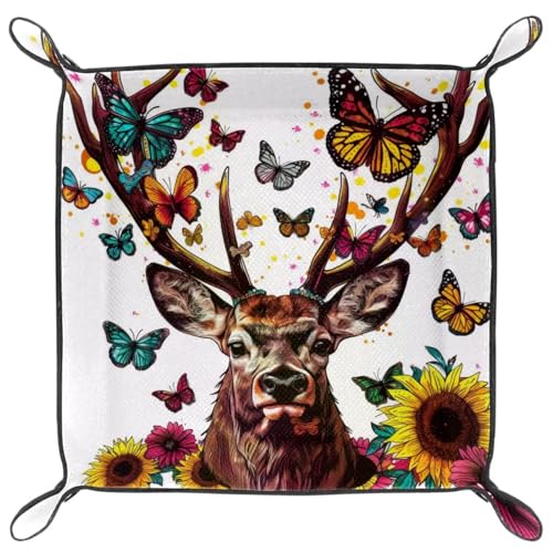 Deer Butterfly Sunflower Dice Tray Dice Rolling Tray Folding Dice Holder for Dice Games, Like RPG, DND and Other Table Games - color: Multi 20