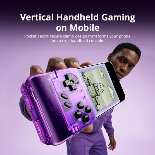 GameSir Pocket Taco Vertical Mobile Gaming Controller – Retro Arcade Bluetooth Gamepad for Android, Portableh Wireless Game Controller for phone, 600mAh Battery, Pass-Through Charging - Purple