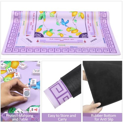 Jongyance Purple American Learning Mahjong Mat (33”x33”), Mahjong Mat for Table, Game Mat - color: Purple