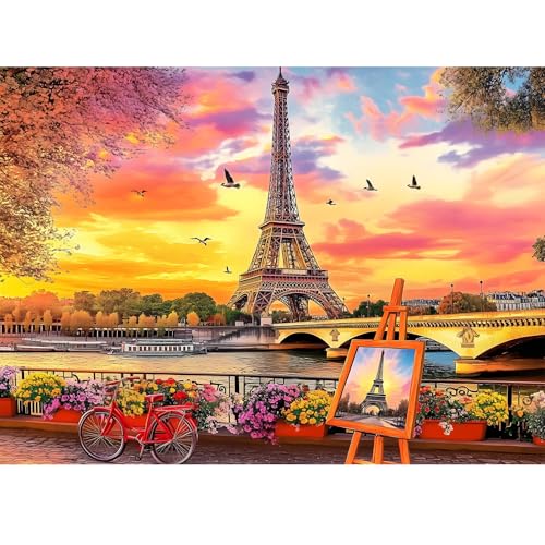 500 Piece Puzzles for Adults,Tower Jigsaw Puzzles 500 Pieces for Adults | Romance Sunset Puzzle Adult Jigsaw Puzzles Games Premium Cardboard Puzzle for Tabletop Family Activity Gift - style: Tower